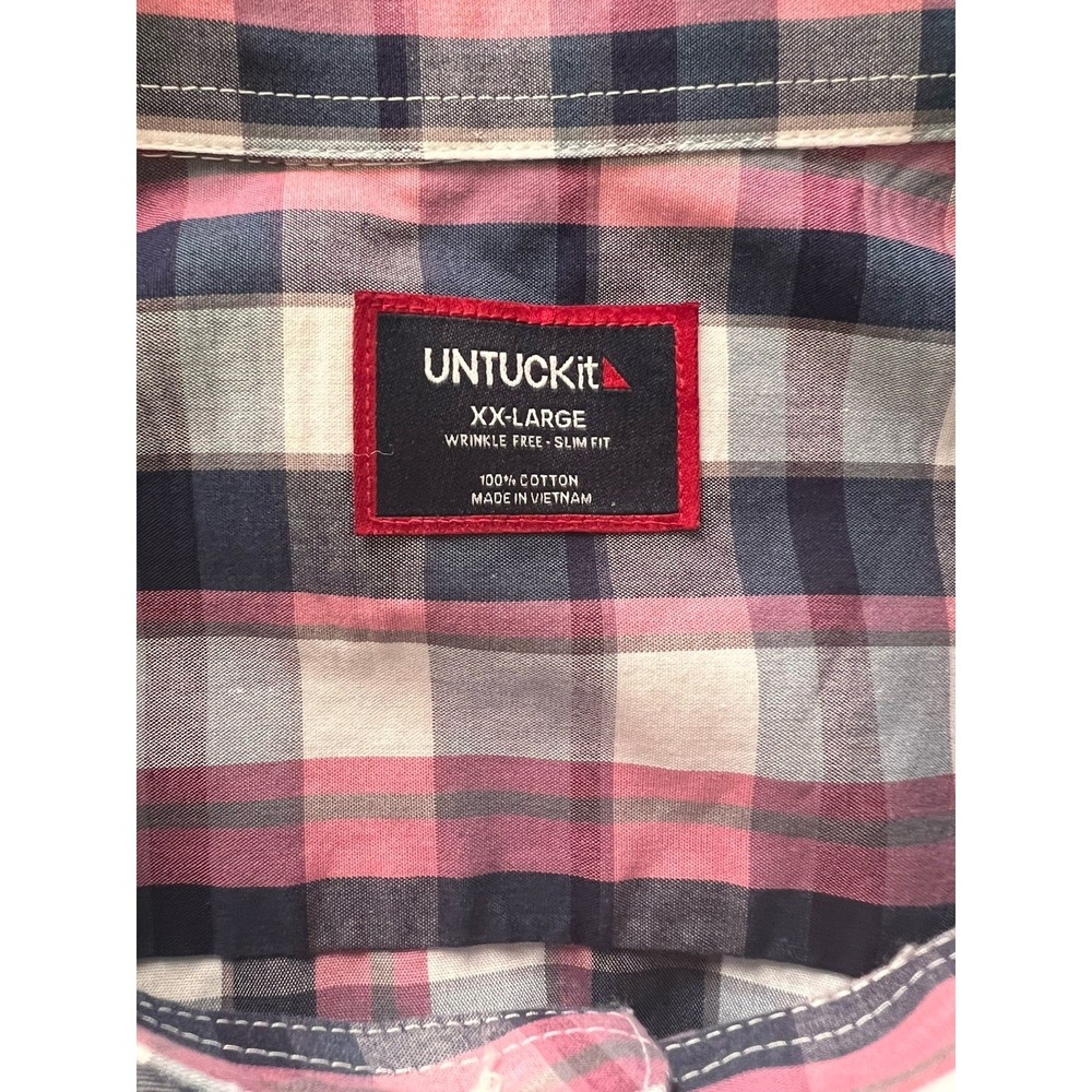UNTUCKit Schwarz-WF Mens XXL Slim Fit Wrinkle Free Plaid Button Down Shirt - Picture 5 of 16